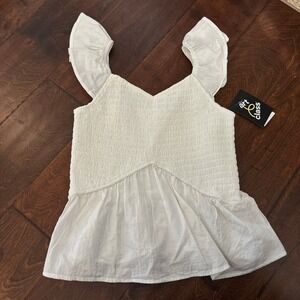 Art‎ Class Girls Medium 8 Smocked Woven Blouse Top White Sleeveless Flowy NEW